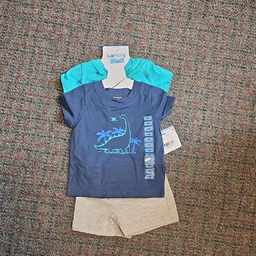 Carter's Blue and Teal Dinosaur Tee Set